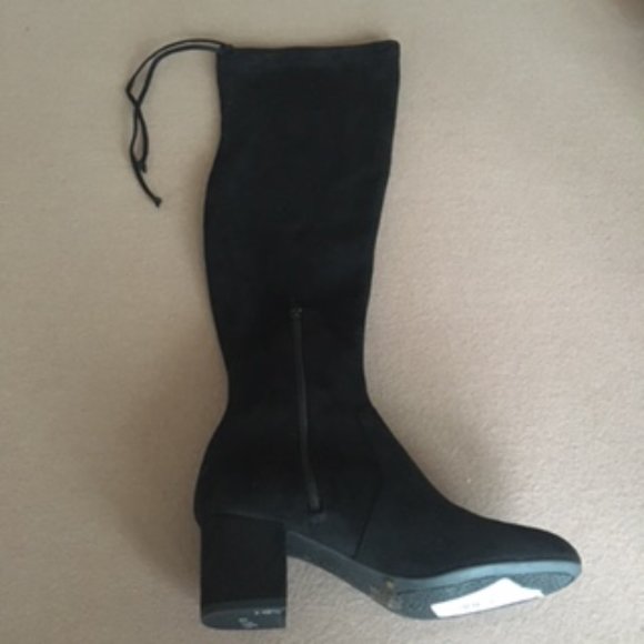 GIANNI BINI Trillia Suede Like Over-the-Knee Block Heel Boots, New, Black 6 - Picture 13 of 14